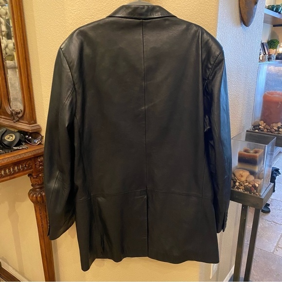 ALFANI Men Black Positano Macy’s Soft Leather Blazer Jacket Size L44 - Picture 5 of 10